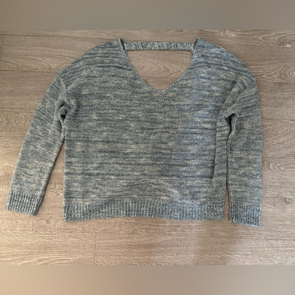 Blue knit low back sweater - Picture 1 of 5